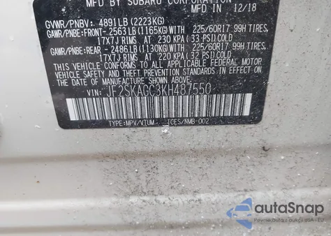 2019 Subaru Forester Premium z USA, uszkodzony, nr VIN JF2SKAGC3KH487550